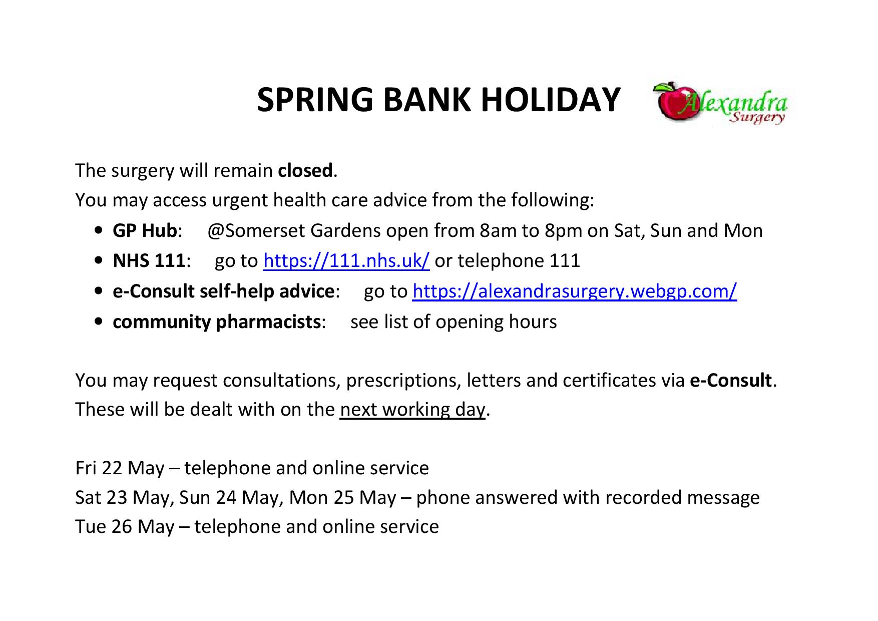 Spring bank holiday 2020 closed Spring bank holiday 2020 closed